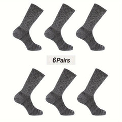 6 Pairs Bamboo Thermal Cushion Crew Socks Soft Breathable Comfortable