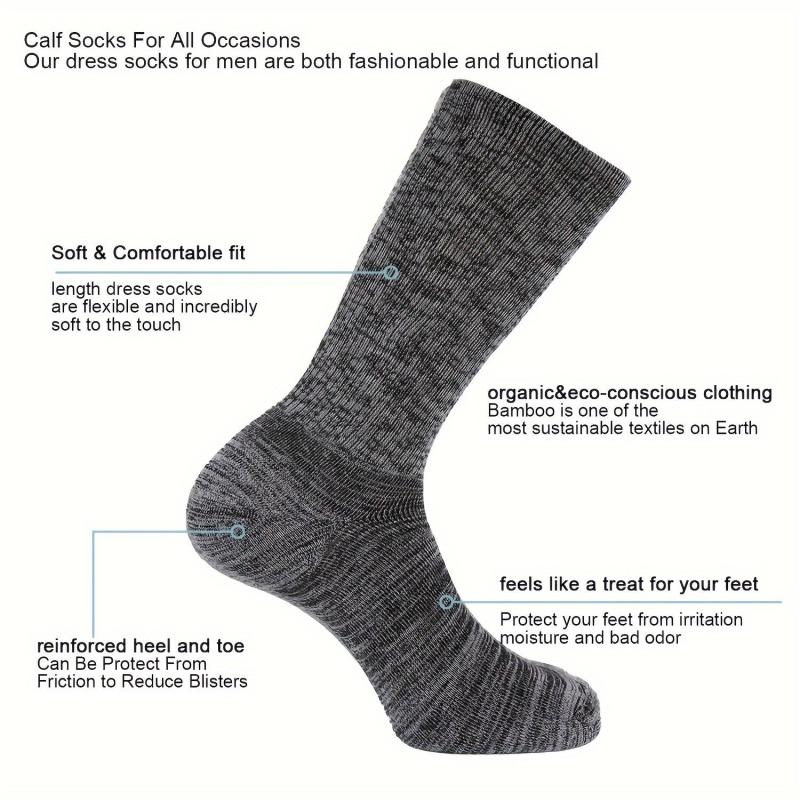 6 Pairs Bamboo Thermal Cushion Crew Socks Soft Breathable Comfortable