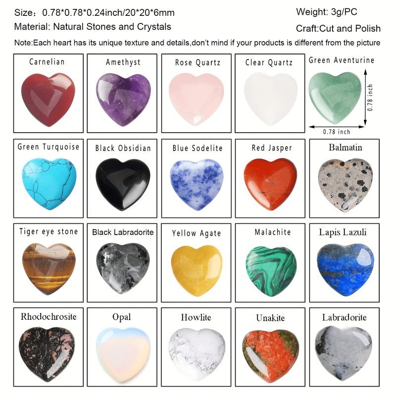 Natural Heart Shaped Crystal Gemstone Chakra Energy Balancing Yoga Meditation