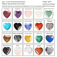 Natural Heart Shaped Crystal Gemstone Chakra Energy Balancing Yoga Meditation