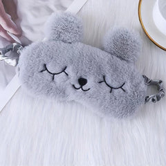 Cartoon Rabbit Ears Plush Eye Mask for Comfortable Sleep