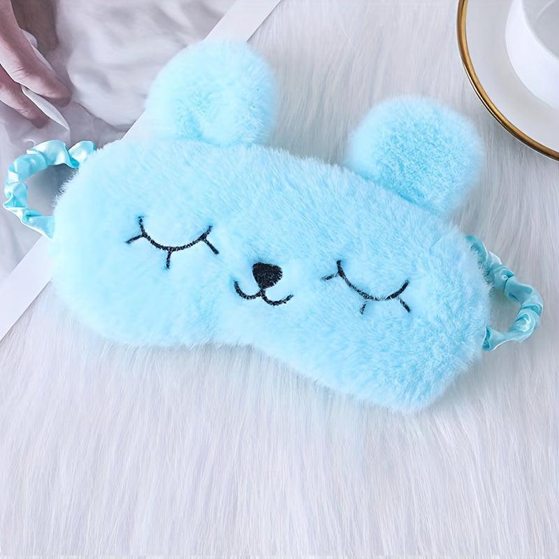 Cartoon Rabbit Ears Plush Eye Mask for Comfortable Sleep