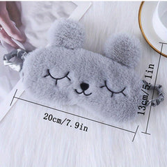 Cartoon Rabbit Ears Plush Eye Mask for Comfortable Sleep