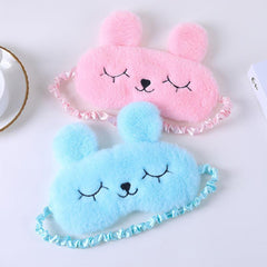 Cartoon Rabbit Ears Plush Eye Mask for Comfortable Sleep