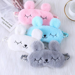 Cartoon Rabbit Ears Plush Eye Mask for Comfortable Sleep