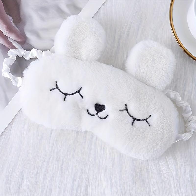 Cartoon Rabbit Ears Plush Eye Mask for Comfortable Sleep
