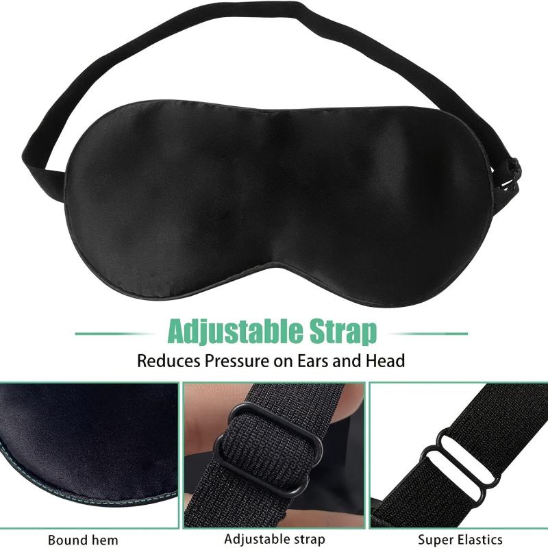 2pcs Silk Sleep Eye Mask, 100% Natural & Pure, Adjustable Strap