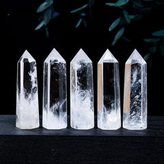 Clear Quartz Crystal Wand Faceted Single Point Crystal Prism Stones