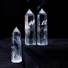 Clear Quartz Crystal Wand Faceted Single Point Crystal Prism Stones