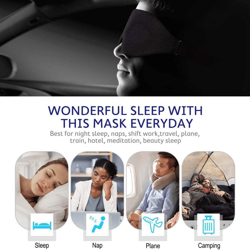 3D Sleep Mask Contoured Cup Night Blindfold Light Blocking Eye Cover