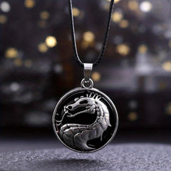 Natural Healing Crystal Chakra Dragon Pendant Necklace for Women and Children