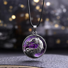 Natural Healing Crystal Chakra Dragon Pendant Necklace for Women and Children