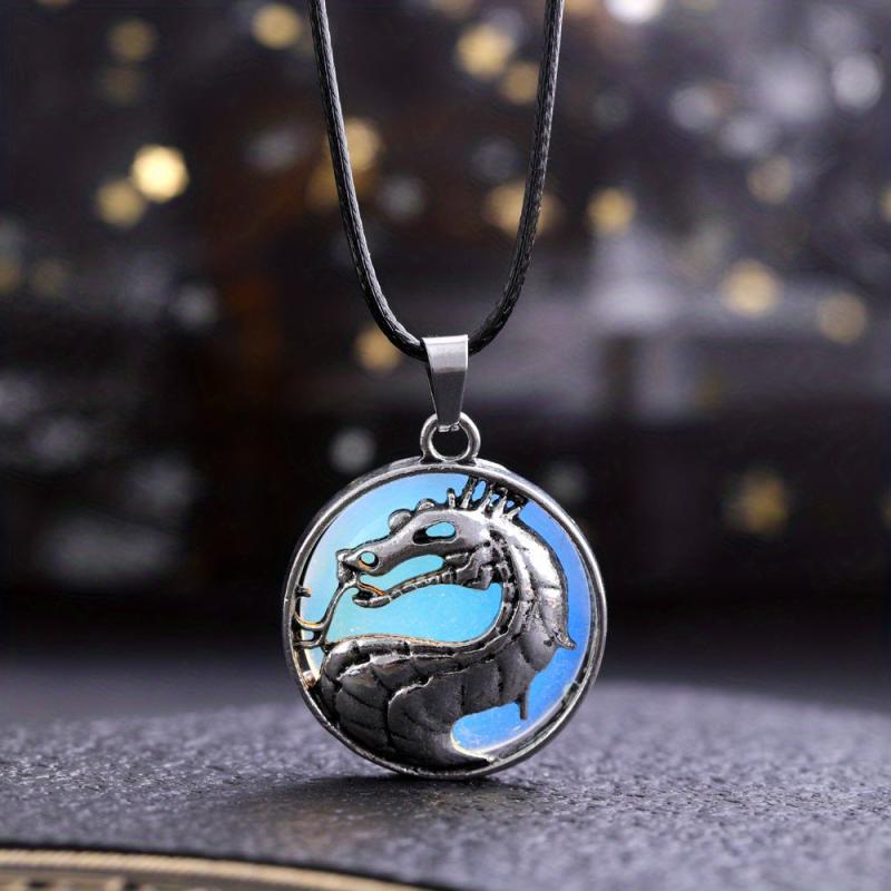 Natural Healing Crystal Chakra Dragon Pendant Necklace for Women and Children