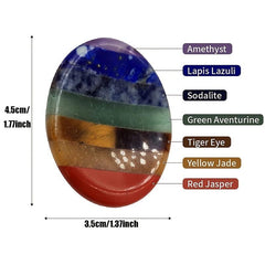 7 Chakra Crystals Healing Stones - Oval Chakra Worry Stone - Meditation Crystal
