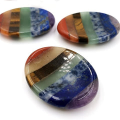 7 Chakra Crystals Healing Stones - Oval Chakra Worry Stone - Meditation Crystal