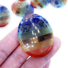 7 Chakra Crystals Healing Stones - Oval Chakra Worry Stone - Meditation Crystal