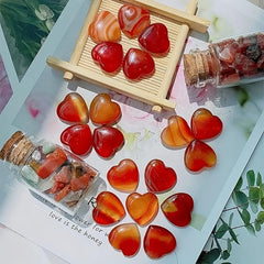 20pcs Red Carnelian Agate Heart Carving Stone Chakra Spiritual Balance