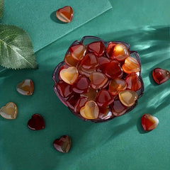 20pcs Red Carnelian Agate Heart Carving Stone Chakra Spiritual Balance