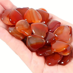 20pcs Red Carnelian Agate Heart Carving Stone Chakra Spiritual Balance