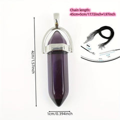 Chakra Pendant Leather Necklace Set Crystal Pointed Gemstone Necklace
