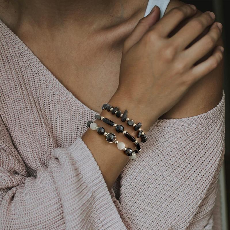 3pcs Gallstone Bracelet Beads Jewelry Men Women Holiday Birthday