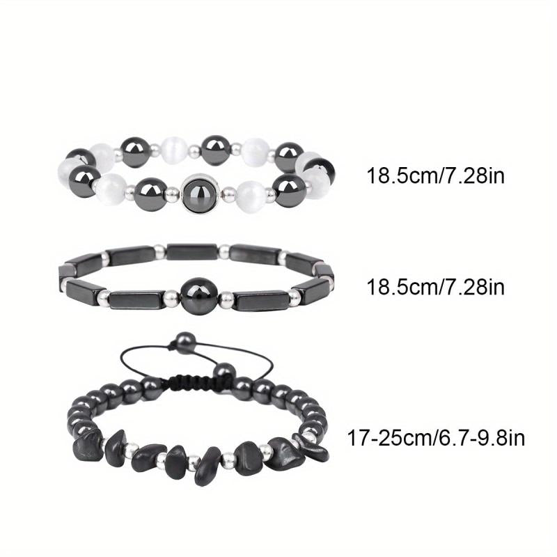 3pcs Gallstone Bracelet Beads Jewelry Men Women Holiday Birthday