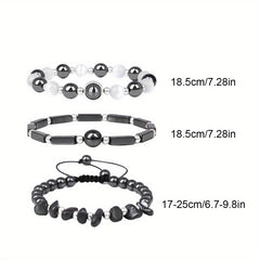 3pcs Gallstone Bracelet Beads Jewelry Men Women Holiday Birthday