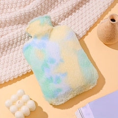 Plush Tie-dye Rainbow Water Bag for Hot Compress & Winter Warmth