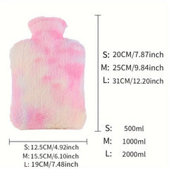 Plush Tie-dye Rainbow Water Bag for Hot Compress & Winter Warmth