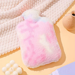 Plush Tie-dye Rainbow Water Bag for Hot Compress & Winter Warmth