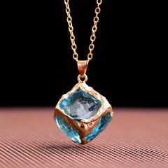 Crystal Square Pendant Necklace With Energy Stone - Christmas Gift