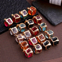 Crystal Square Pendant Necklace With Energy Stone - Christmas Gift