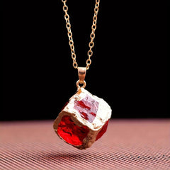 Crystal Square Pendant Necklace With Energy Stone - Christmas Gift