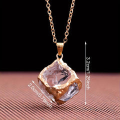 Crystal Square Pendant Necklace With Energy Stone - Christmas Gift