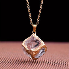 Crystal Square Pendant Necklace With Energy Stone - Christmas Gift