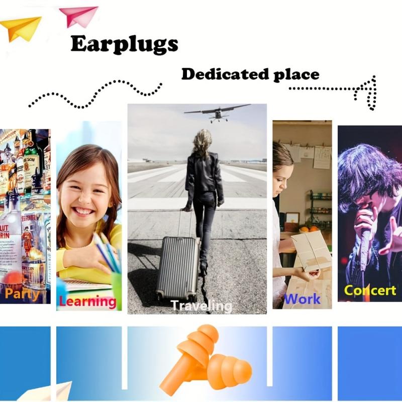 16pcs Reusable Earplugs for Sleeping, Soft Silicone Ear Plugs, Noise Cancelling