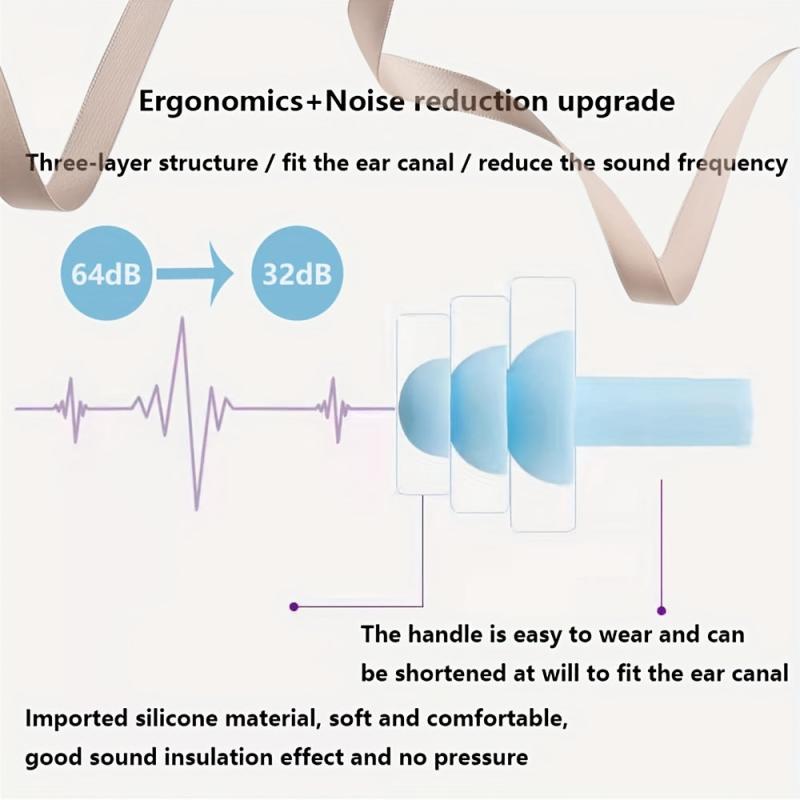 16pcs Reusable Earplugs for Sleeping, Soft Silicone Ear Plugs, Noise Cancelling