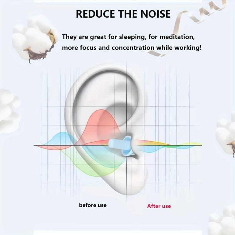 16pcs Reusable Earplugs for Sleeping, Soft Silicone Ear Plugs, Noise Cancelling