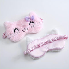 Cat Eye Sleep Mask Plush Anime Blindfold Travel Rest Aid Eyepatch Pink