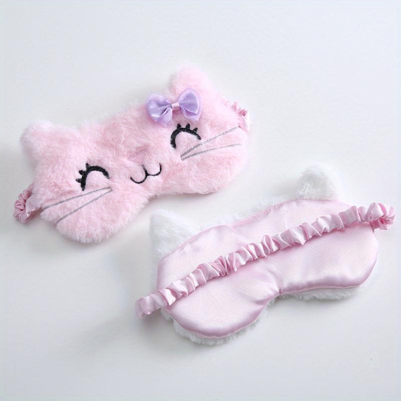 Cat Eye Sleep Mask Plush Anime Blindfold Travel Rest Aid Eyepatch Pink