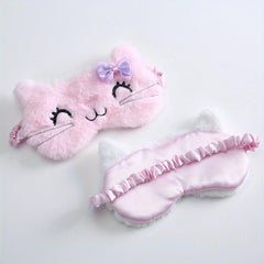 Cat Eye Sleep Mask Plush Anime Blindfold Travel Rest Aid Eyepatch Pink