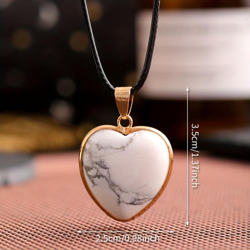 Natural Rose Quartz Heart Pendant Gemstone Necklace Charm Healing Stone