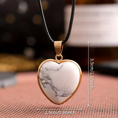 Natural Rose Quartz Heart Pendant Gemstone Necklace Charm Healing Stone
