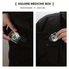 Plaid Bee Pill Box 2 Compartment Portable Medicine Case