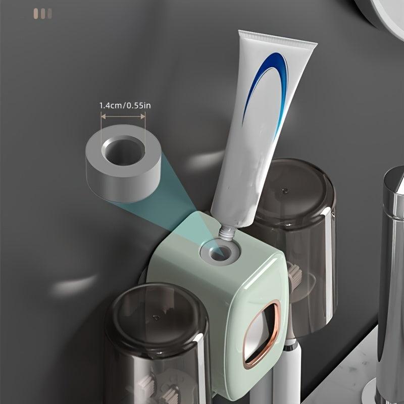 Automatic Wall-mounted Toothpaste Squeezer with Toothbrush Holder Set