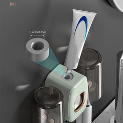 Automatic Wall-mounted Toothpaste Squeezer with Toothbrush Holder Set