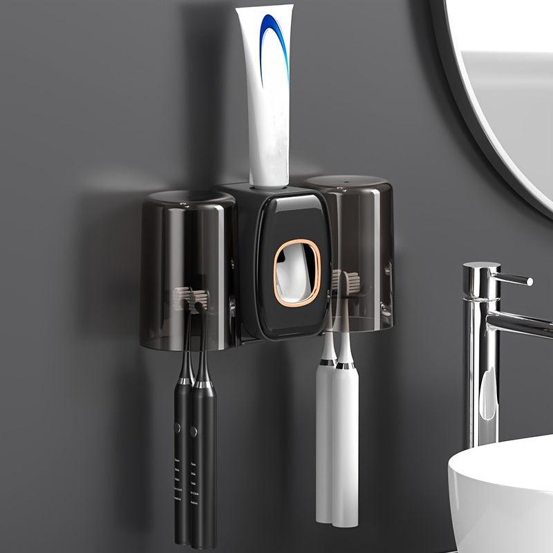 Automatic Wall-mounted Toothpaste Squeezer with Toothbrush Holder Set