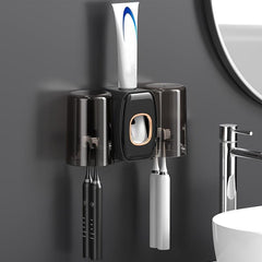 Automatic Wall-mounted Toothpaste Squeezer with Toothbrush Holder Set