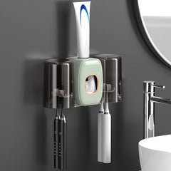 Automatic Wall-mounted Toothpaste Squeezer with Toothbrush Holder Set