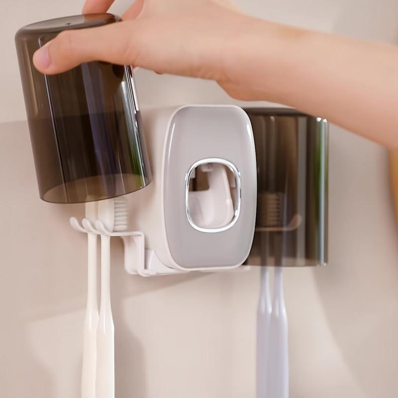 Automatic Wall-mounted Toothpaste Squeezer with Toothbrush Holder Set
